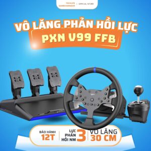 Vô Lăng Phản Hồi Lực PXN V99 FFB (Combo Quốc Dân Có Số Sàn – Trọn Bộ Vô Lăng, 3 Bàn Đạp & Cần Số Rời)