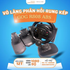 Vô Lăng Giả Lập Lái Xe P808A ABS (Bản Bàn Đạp Nhựa) – Bộ Vô Lăng 1080 Độ Nhập Môn Giá Rẻ Cho PC Laptop,tương thích ETS2,CityCarDriving,taxilife,forza ,